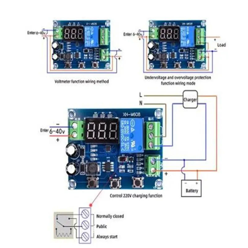 1PCS XH-M608 DC6-40V Battery Charging Module Meter Under Voltage Overvoltage Protection For Power Amplification Module