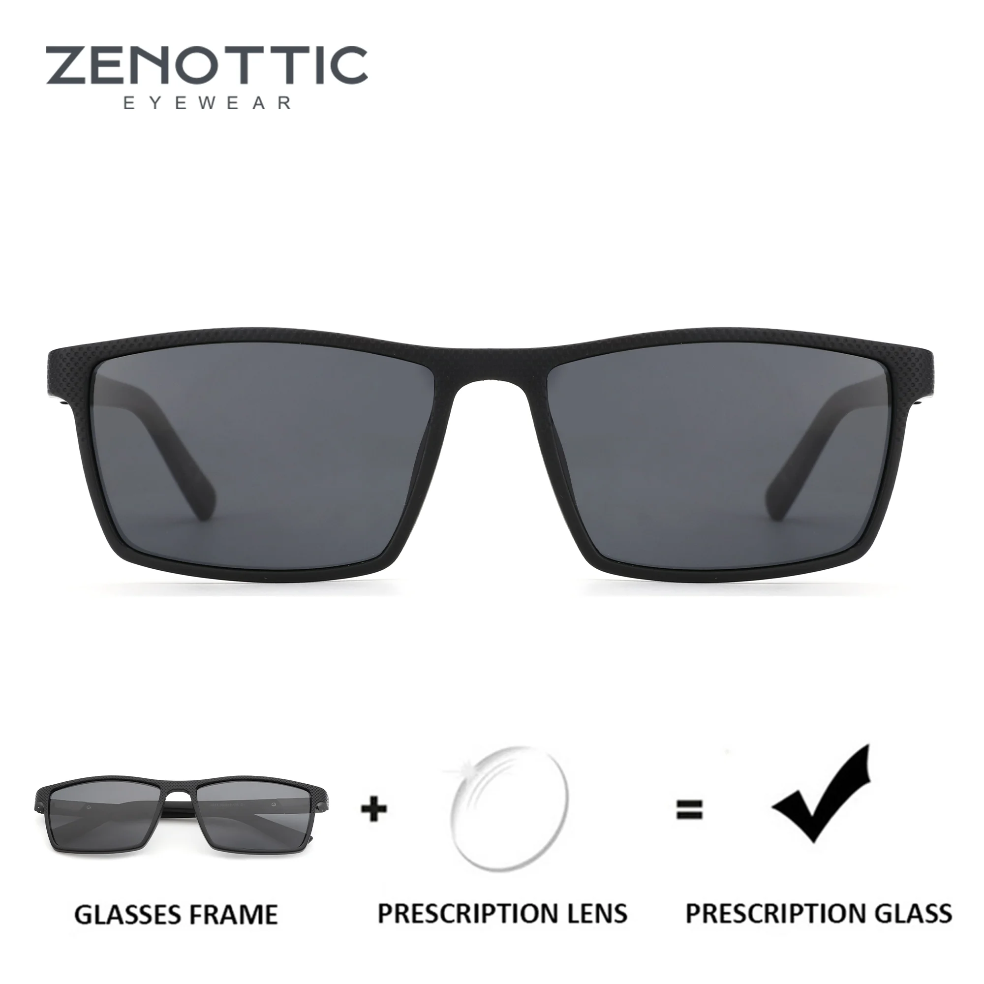 

ZENOTTIC（L Size）Fashion TR90 UV400 Polarized Sunglasses Prescription For Men Square Myopia/Progressive Optical Sun Glasses
