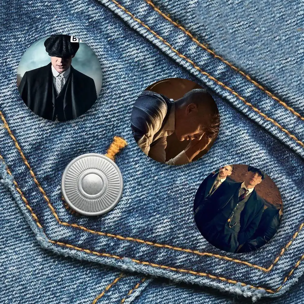 Movie P-Peaky B-Blinders TV Soft Button Pin Round Metal Badge Lapel Pin Parts Gift Friends Kid Jewelry