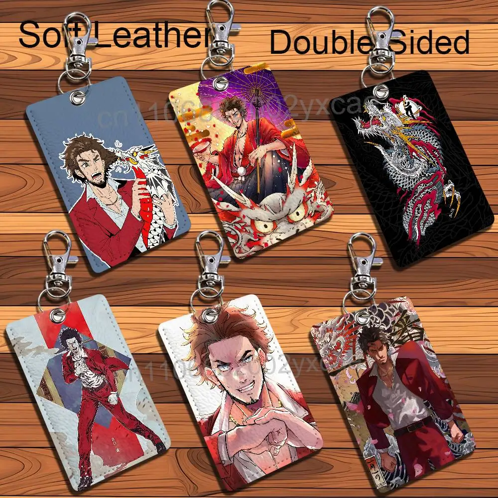 Ichiban Kasuga Like a Dragon Yakuza Leather Holder with Exquisite Keychain purpose Case for Metro ID Access Control Card Badge
