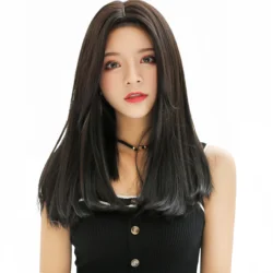Wig for women medium part bangs long hair fluffy natural inner buckle synthetic synthetic fiber high-temperature silk wig set