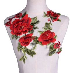 2Pcs/Set Rose Flower Embroidery Patches Applique Embroidery Sew On Clothes Para La Ropa Applique