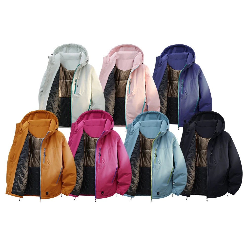 

Men's winter hiking jacket with hood, a casual and warm coat with graphene lining, an outdoor mountain-style warm windbreaker