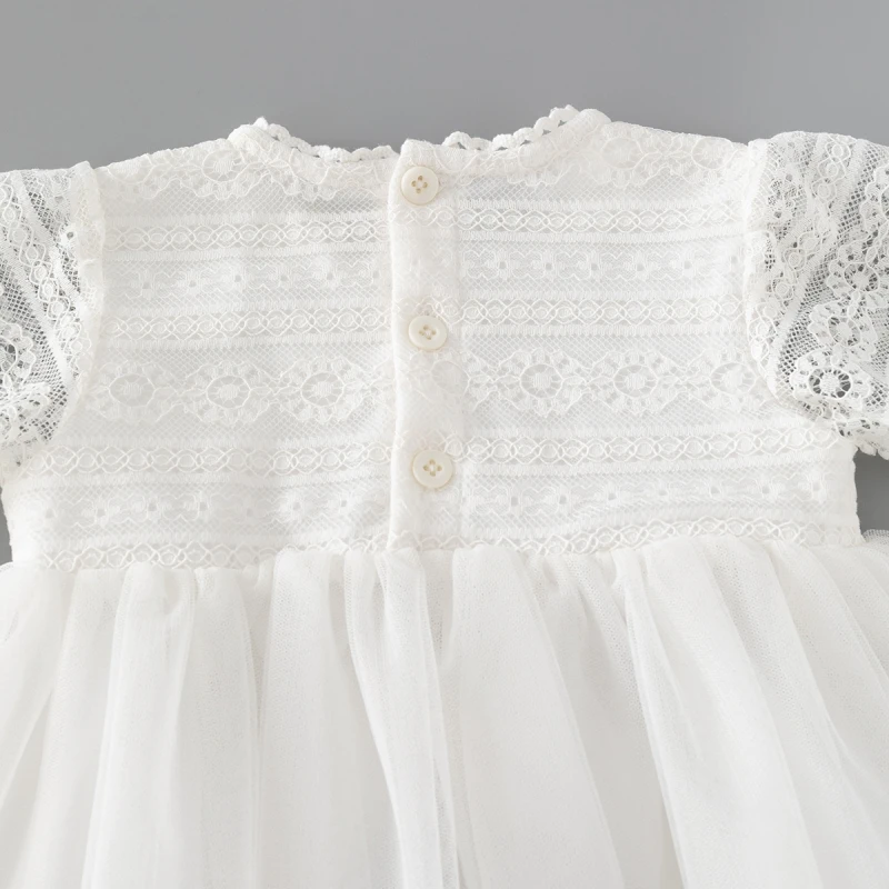 Summer Hollow Out Princess Girls Lace Bow Mesh Dress for Newborn Baby Dresses