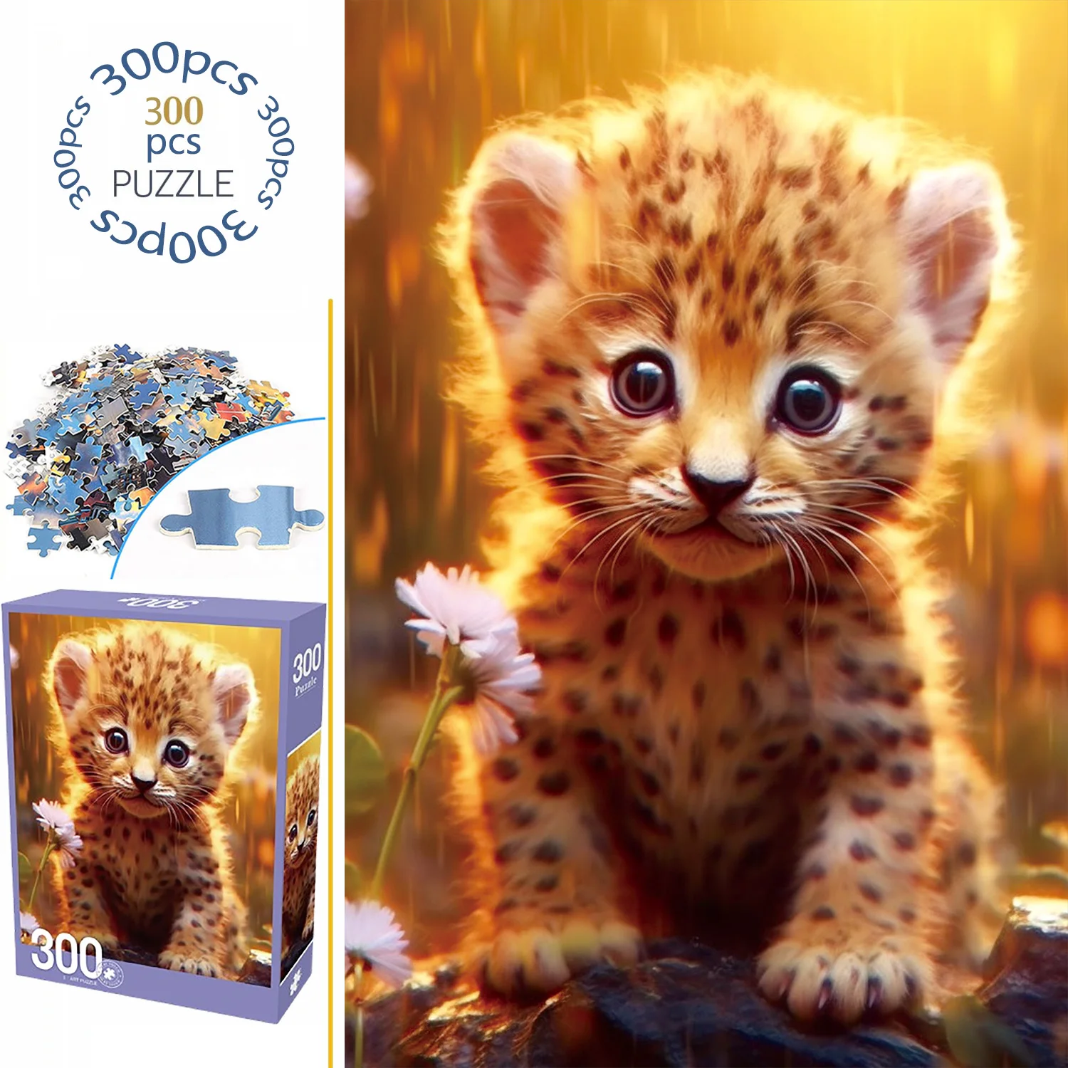 300pcs Cute Little Lion Velvet Material Floor Jigsaw Puzzles for Adults Home Decor Games Family Fun Educational Toys for Kids