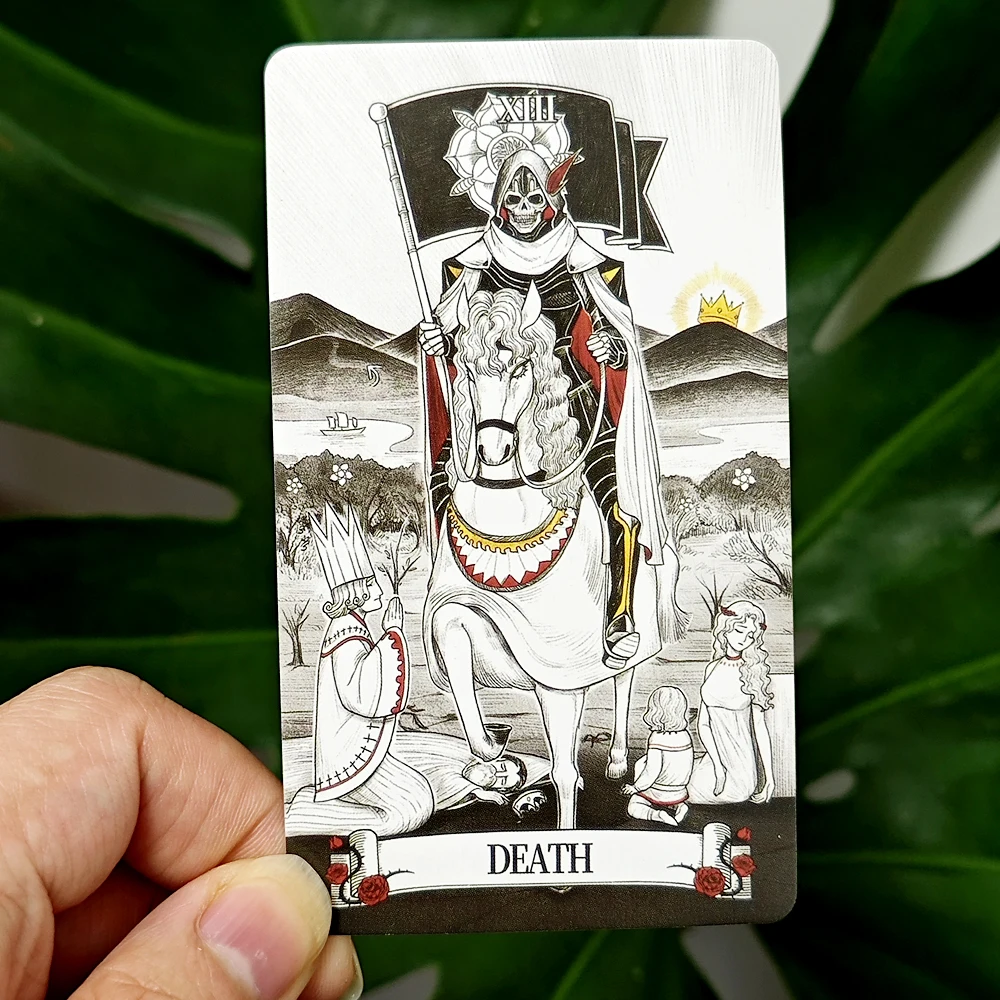 Secret Mirror Tarot 10.3*6cm Feminine Art Tarot In Rich Symbolism with Monochrome Realm:Black, White, Red, Gold 80 Pcs Cards