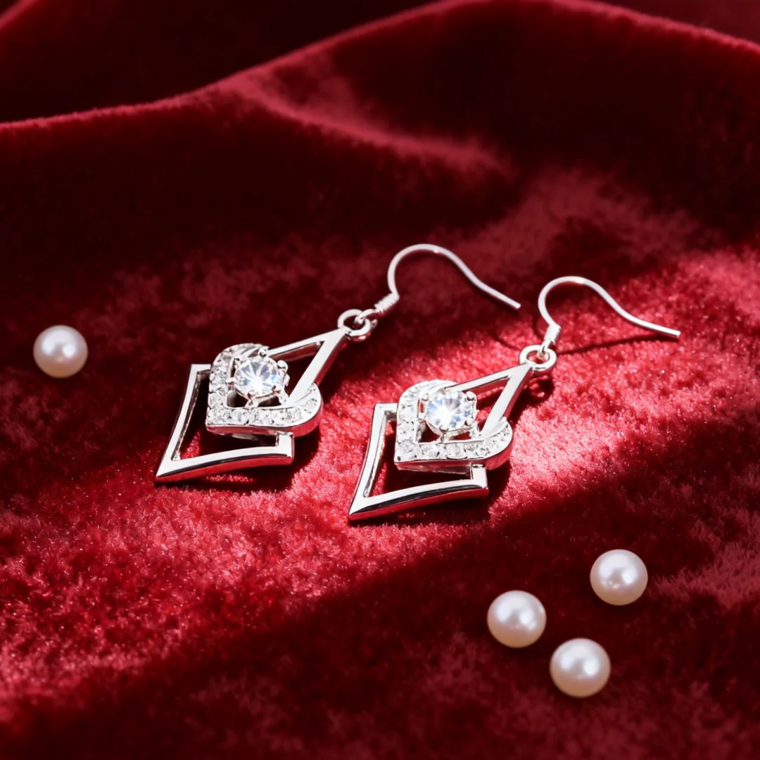 

Hot Women's 925 Sterling Silver Crystal Charm Earrings Luxury Fashion Party Wedding Jewelry Accessory Christmas Gift