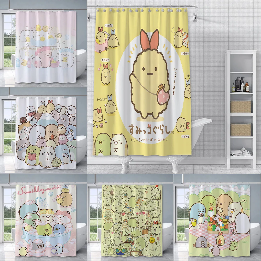 

S-Sumikko Gurashi Exquisite Shower Curtain Waterproof Polyester Fabric Paint Bath Curtains Home Bathroom Decor Curtain With Hook