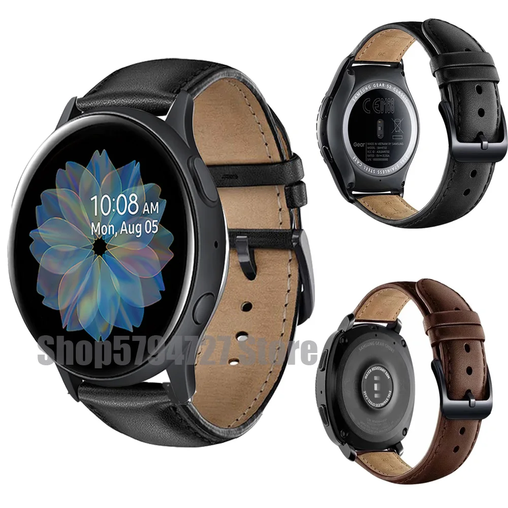 

20mm 22mm band For Samsung Galaxy Watch Active 2/3 45mm/46mm/42mm Gear S3 Leather Loop Bracelet Huawei GT 2 2e pro strap