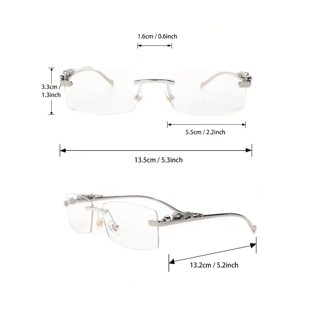 1PC Unisex Metal Rimless Glasses Square Frame Clear Glasses For Animal Accessories Street Snap image 5