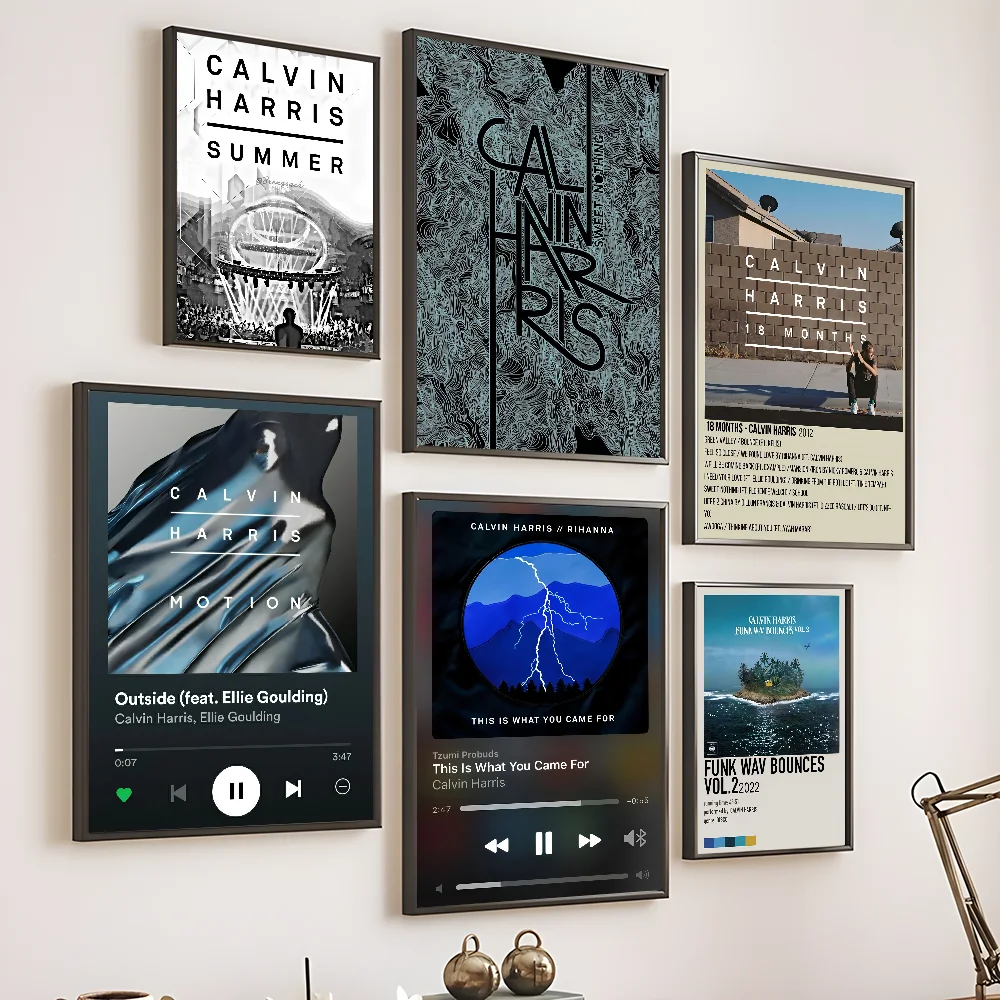 C-Calvin H-Harris Singer Album Cover Poster Sticky Wall Art Printing Waterproof Home Living Bed Room Bar Hallway Aesthetic Decor