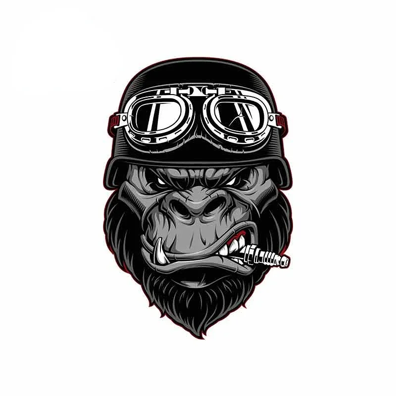 Gorilla Biker Cartoon Car Stickers on Motorcycle Car PVC Products Sticker Personality, Sunscreen and Waterproof Cute Decals
