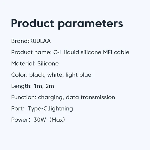 KUULAA USB C to Lightning MFi кабель для iPhone Кабель для быстрой зарядки PD 30 Вт USB Type C для iPhone 14 13 12 11 Pro Max X XS XR 8 — фото устройства