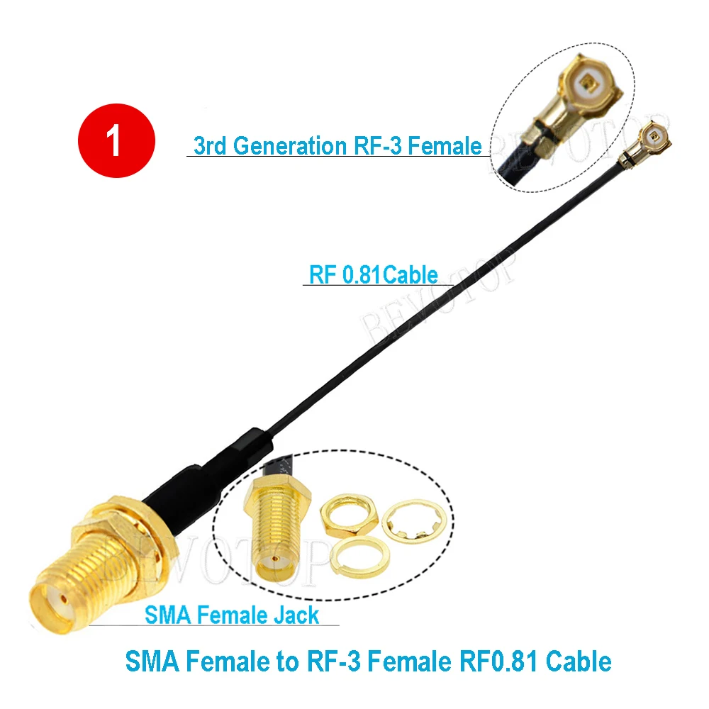 2Pcs/lot Cable uFL u.FL IPX-3 Female to SMA Female WIFI Antenna RF Coaxial Cable RF0.81 Pigtail Extension Jumper