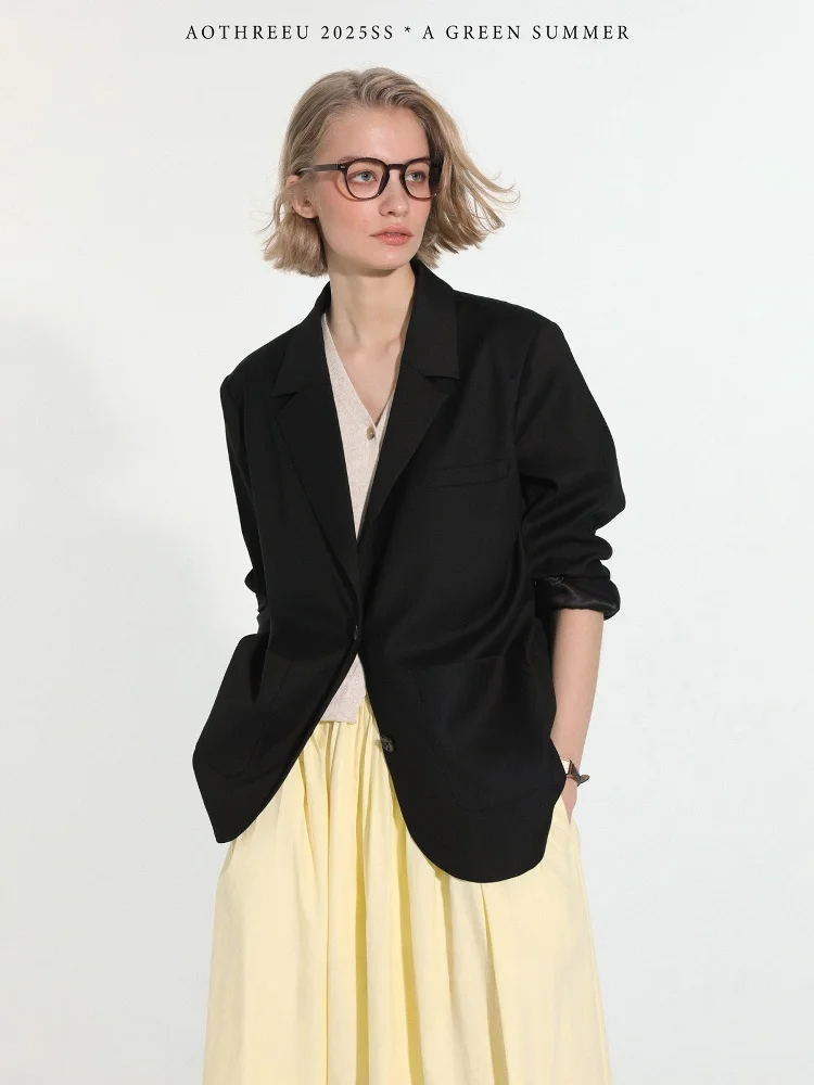

Classic Bla Casual Loose Tailored Spring Sle Gentle Woman Suit Jaet Women's Faion Set Two-Piece Spring Autumn Wear