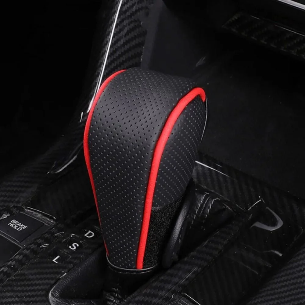 Universal Car Gear Shift Cover Genuine Leather Non-Slip Gear Shifter Knob Covers Comfortable Grip Wear-resistant