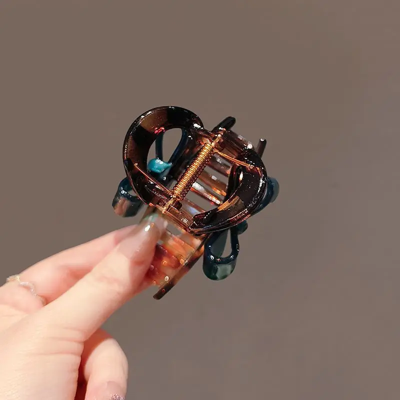 1pc Korean Contrasting Bow Medium Shark Clip Fashionable Hot Stamping Letters Half Tied Hair Clip  Hair Claw Clip