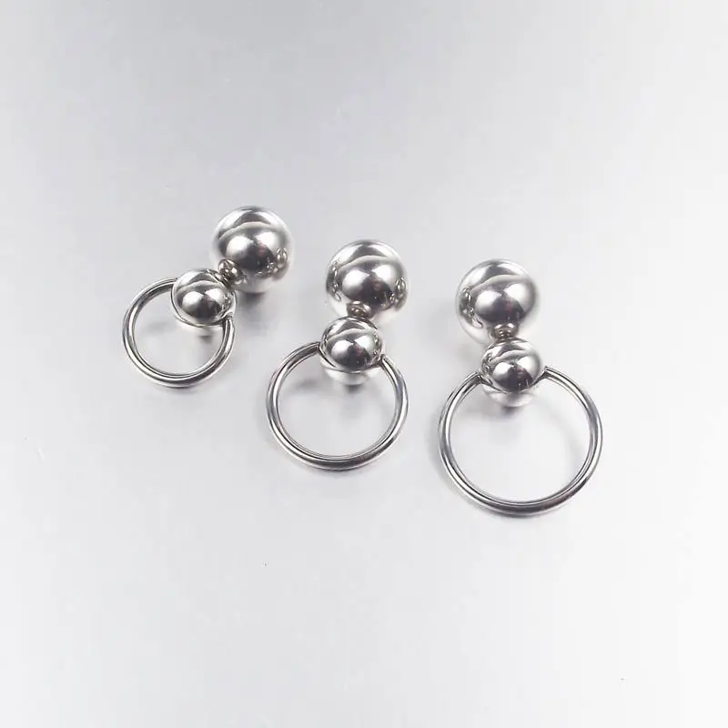 Stainless Steel Double Ball Cucurbit Gourd Ring Eyebrow Curved Tragus Ear Piercing PA Nipple Ring Bar Lips Body Piercing Jewelry