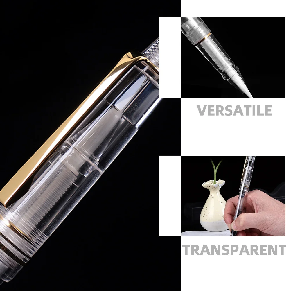 

2pcs Transparent Calligraphy Brush Pen Fine Tip Portable Writing Brush For Chinese Calligraphy Painting Art Stationery Beginners