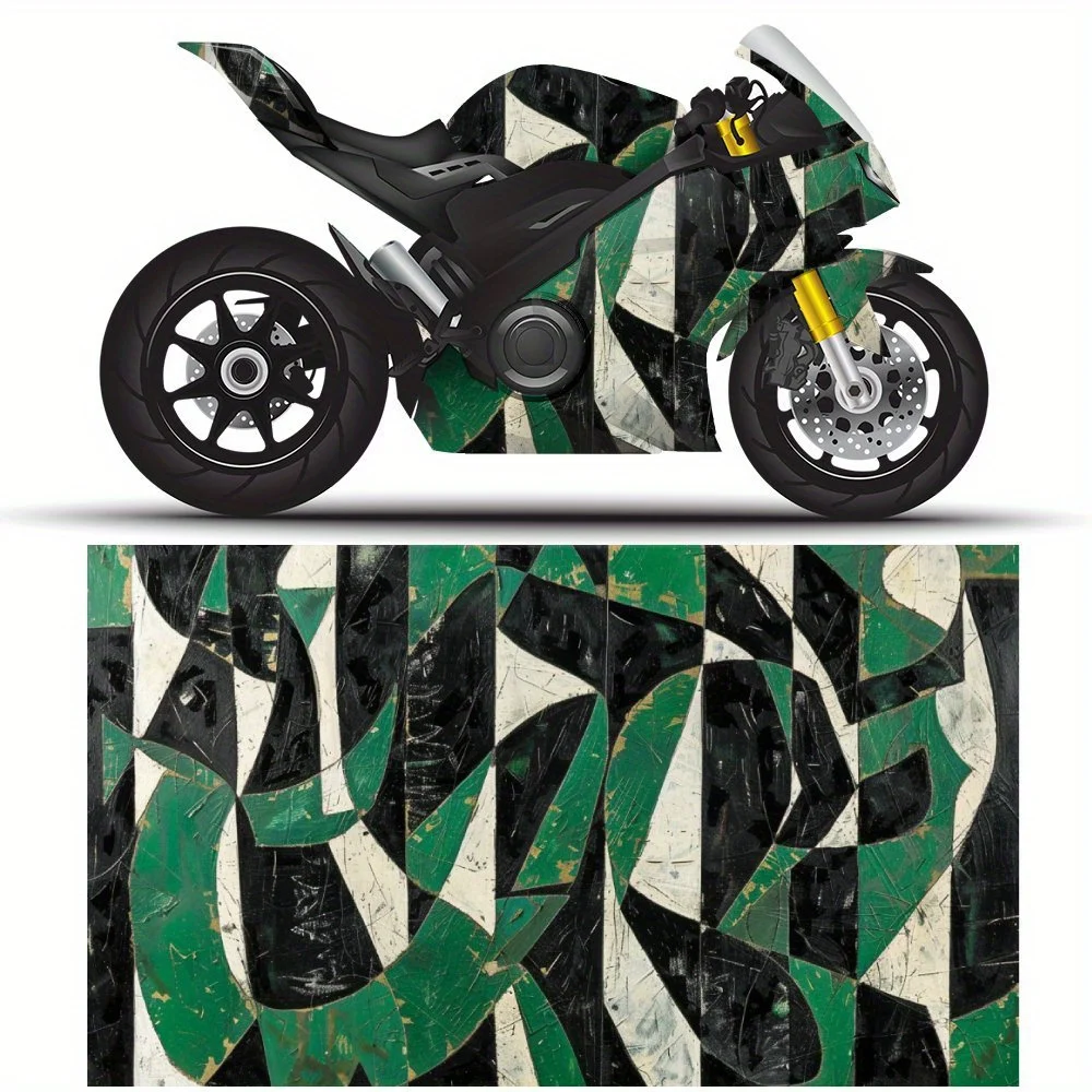 

Abstract Art Colors, Lines, Shapes PVC Motorcycle Vinyl Wrap, Self-Adhesive Waterproof Sticker, Anti-Scratch Decorative Film for