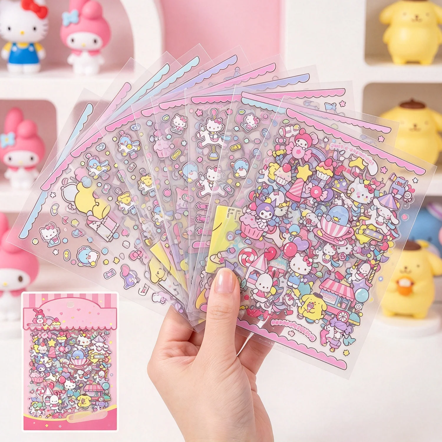 Hello Kitty Kuromi My Melody Cinnamoroll Stickers Cute Cartoon Character Decals for Scrapbook Journal and DIY Craft Decor
