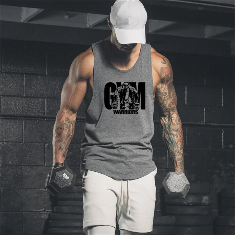 

Summer Running Vests Workout Gym Mens Tank Tops Muscle Fitness Sleeveless T-Shirts Cotton Casual Clothing Bodybuilding Singlets