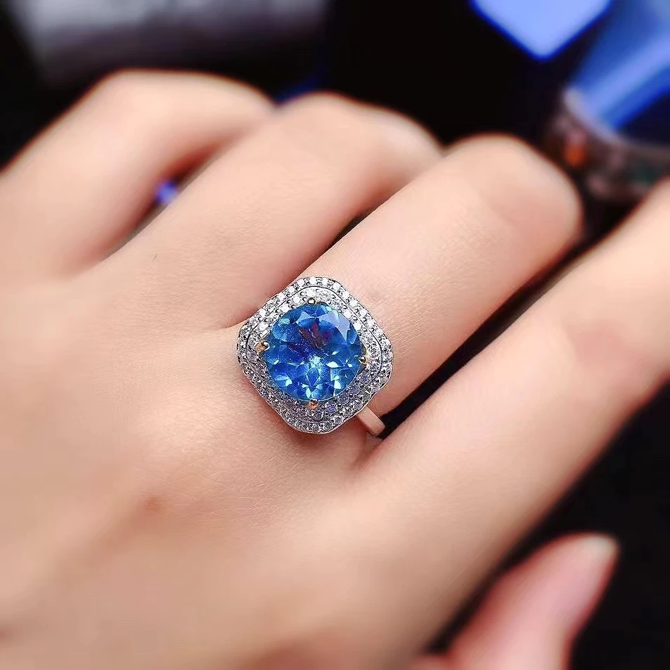 Dazzling Topaz Pendant Topaz Ring Jewelry Set for Wedding 10mm Natural Topaz Jewelry Set Solid 925 Silver Gemstone Jewelry Set