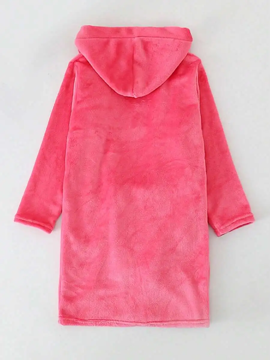 

Adult Hooded Flannel Bathrobe Soft Fleece Robe For Women Men