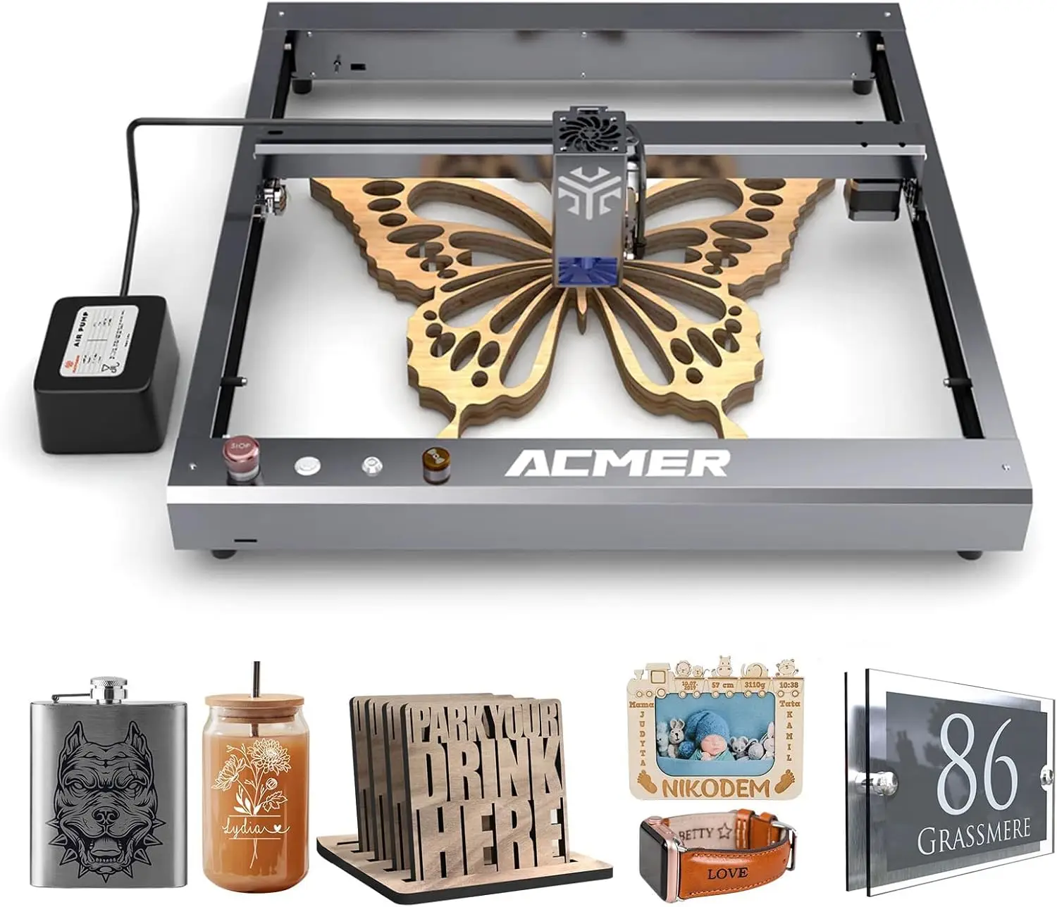 Acmer P2 Laser Engraver, 20W(20,000Mw) Output Cutter, 120W Laser Engraving Machine, Cnc Cutter And Engraver Machine