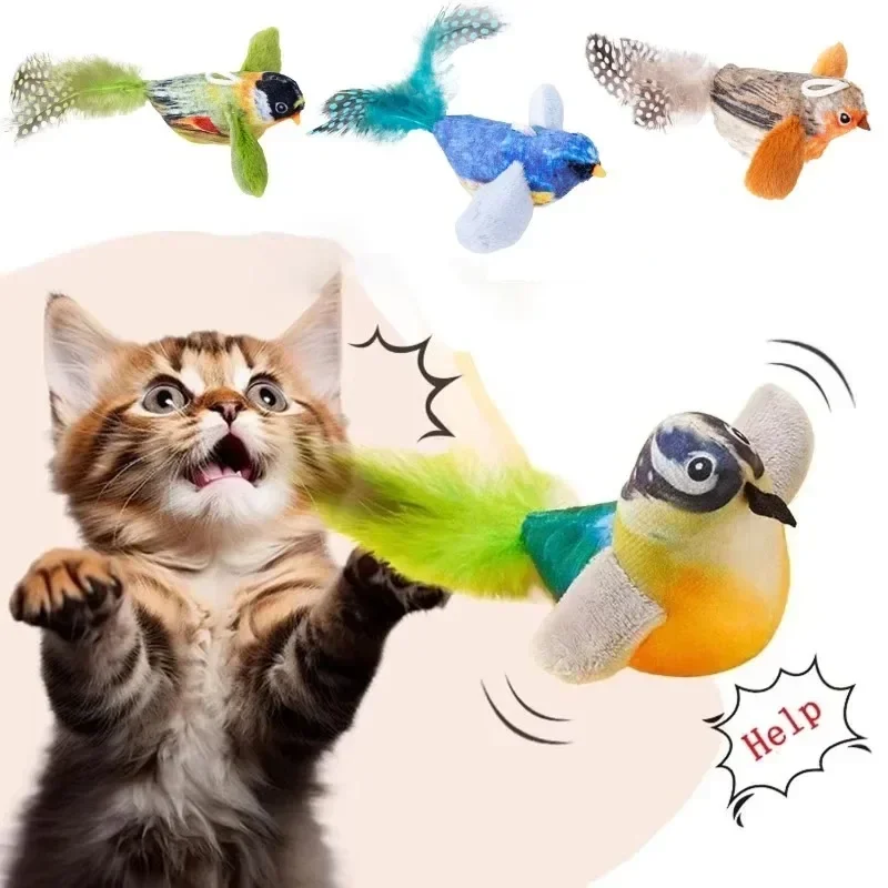 1–3 Stück: Dieses Katzenspielzeug imitiert Vogelgeräusche, um die Katze zu unterhalten. Das elastische Seil hilft, Langeweile zu vertreiben und verhindert, dass die Katze daran kratzt oder beißt. – Detail 1