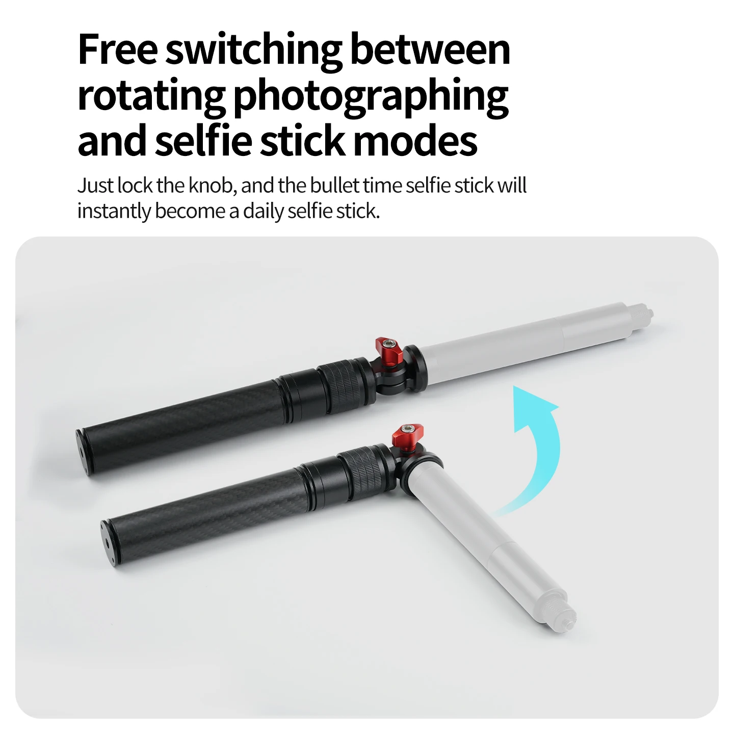 360 ° 360° drehbarer Griff 1/4 Zoll kompatibel mit DJI/Insta360/GoPro 180 ° Verstellbarer Faltbarer Selfie-Stick für 360°-Aufnahmen ° Videos – Detail 9