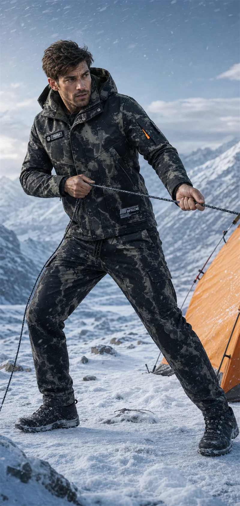 Outdoor Tactical Waterproof Fleece Lined Jacket and Pants Set for Mountain Climbing and Fishing Warm Workwear Uniform