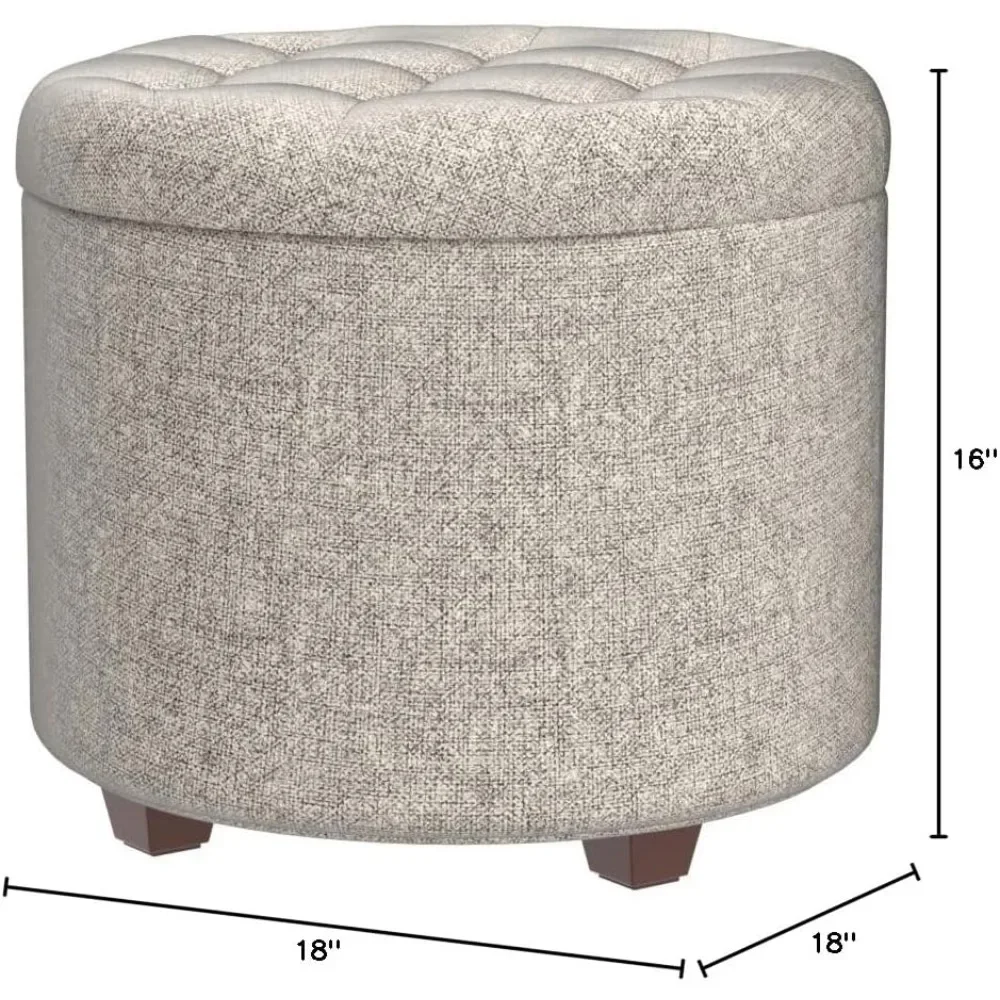 Decor Round Ottoman with Storage, Round Vanity Chair Stool Ottoman Pouf with Storage for Living Room and Bedroom