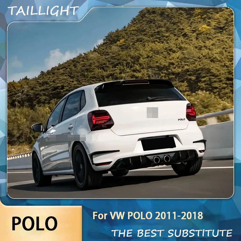 Светодиодные задние фонари для Volkswagen Polo 6R 6C Gti 2011 2012 2013-2018 Динамическая анимация Последовательные задние фонари указателя поворота в сборе