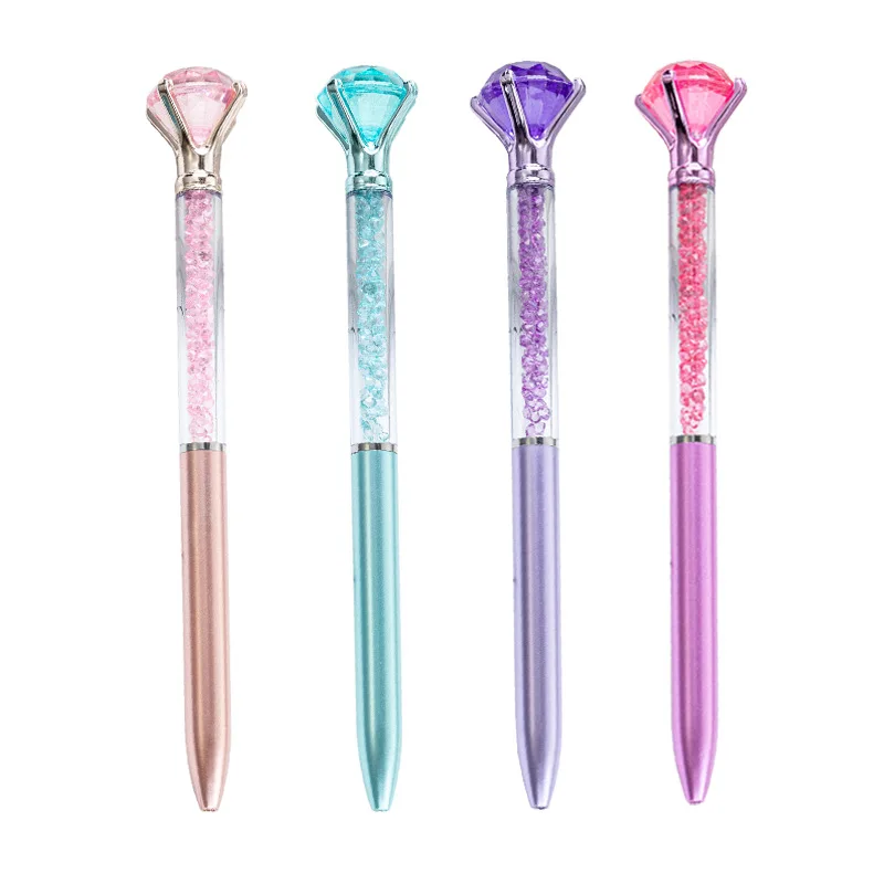 Large Diamond Crystal Pen Ballpoint Pen Student Stationery Office Business Gifts 1.0mm Metal Nib Rhinestone Pen Ball Point Pen