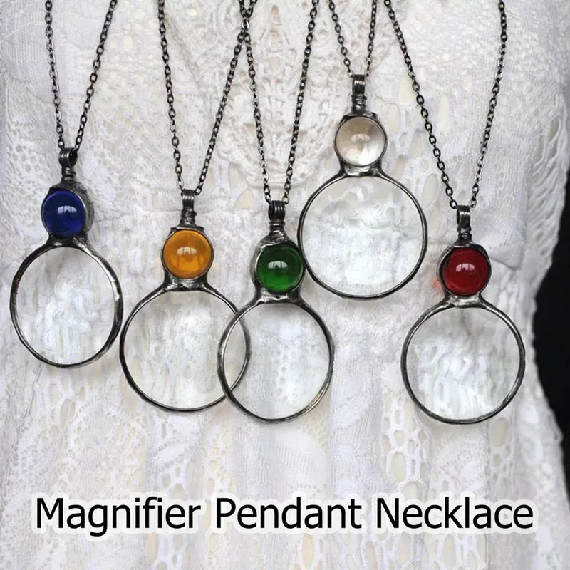 Creative fashion chic Mother's Day Gift Magnifying Glass Grandma Mom pendant necklace Magnifying glass necklace