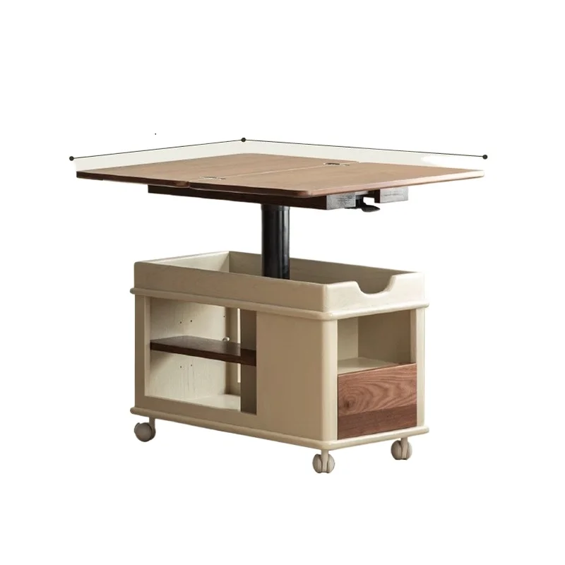 

Foldable mobile coffee table cart, can lift small apartment solid wood multi-functional sofa side table convenient