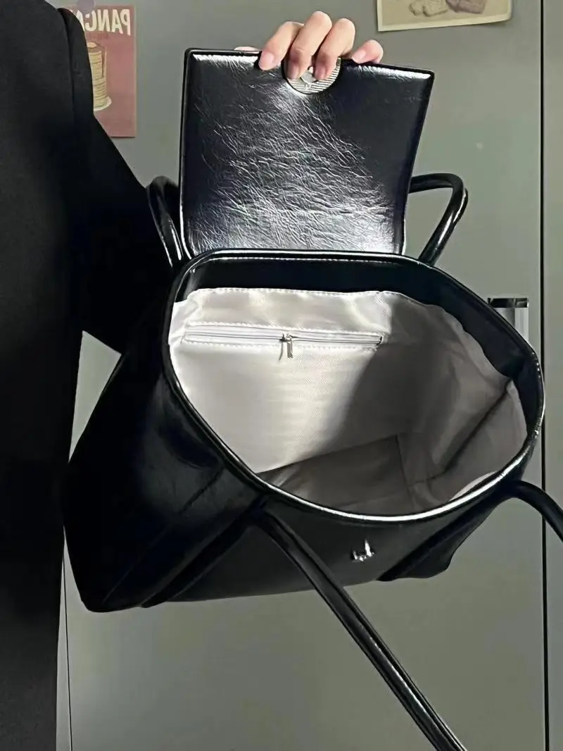 فاسق العمل التسوق حقيبة يد باردة الصناعة الثقيلة حقيبة ريترو حقائب 2026 العصرية حمل حقائب اليد النسائية حقيبة كتف سعة كبيرة #5