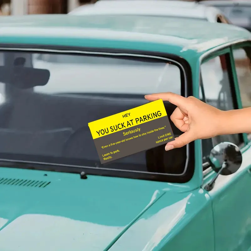100/50pcs Humorous You Suck At Parking Cards Funny Bad Parked Card Violation Cards Warning Parking Card
