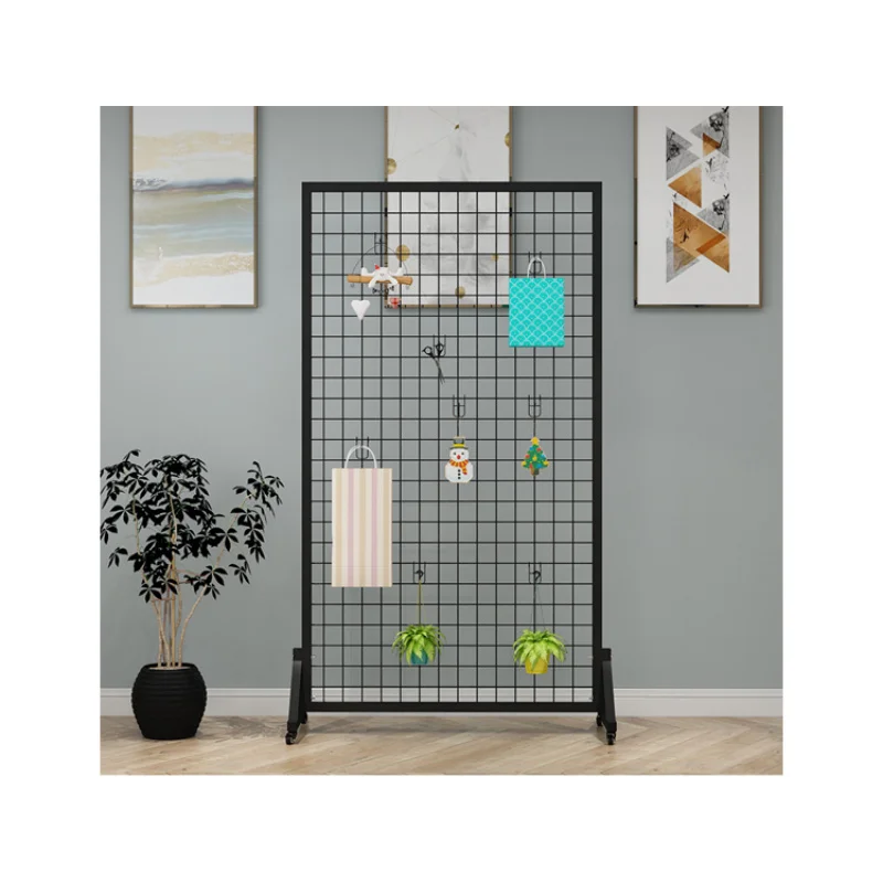 

Customize.Kainice Customized Double Sided Metal Wire Grid Wall Panel Floorstanding Hanging Hook Iron Wire Mesh Retail Display Ra