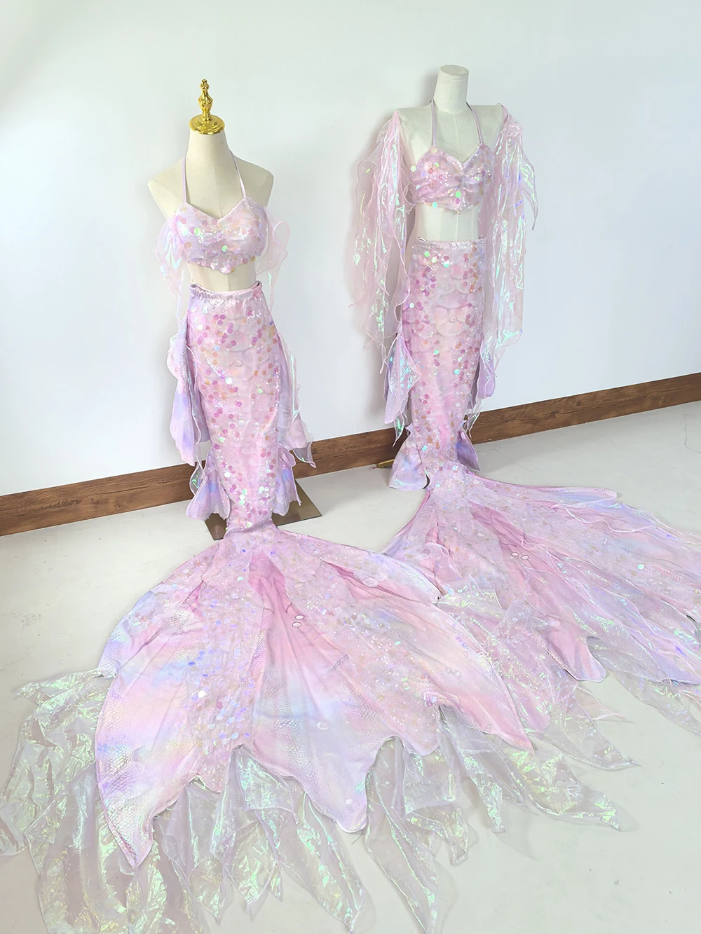 

Hot Selling Flower Fairy Mermaid Tail Big Tail Hot Gold Sequin Oceanarium Beach Shooting Swimsuit High-Quality Mermaid Tail Set