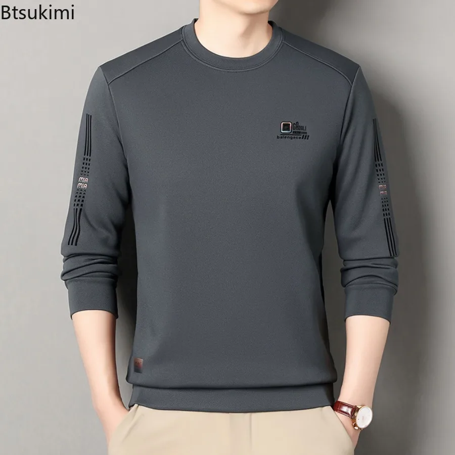 Spring Autumn Men's Long Sleeve Jacquard Hoodies Loose Casual O-neck Pullovers Fashion All-match Men Sweatshirts Bottoming Tops