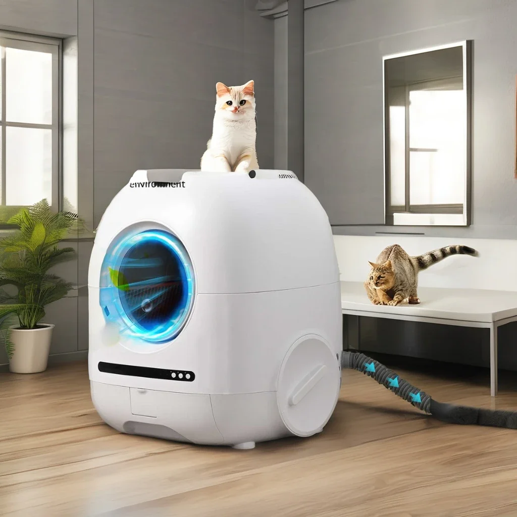 

Self Cleaning Litter Box, Automatic Litter Box with APP Control Odor Removal Safety Protection for Multiple Cats Smart Litter