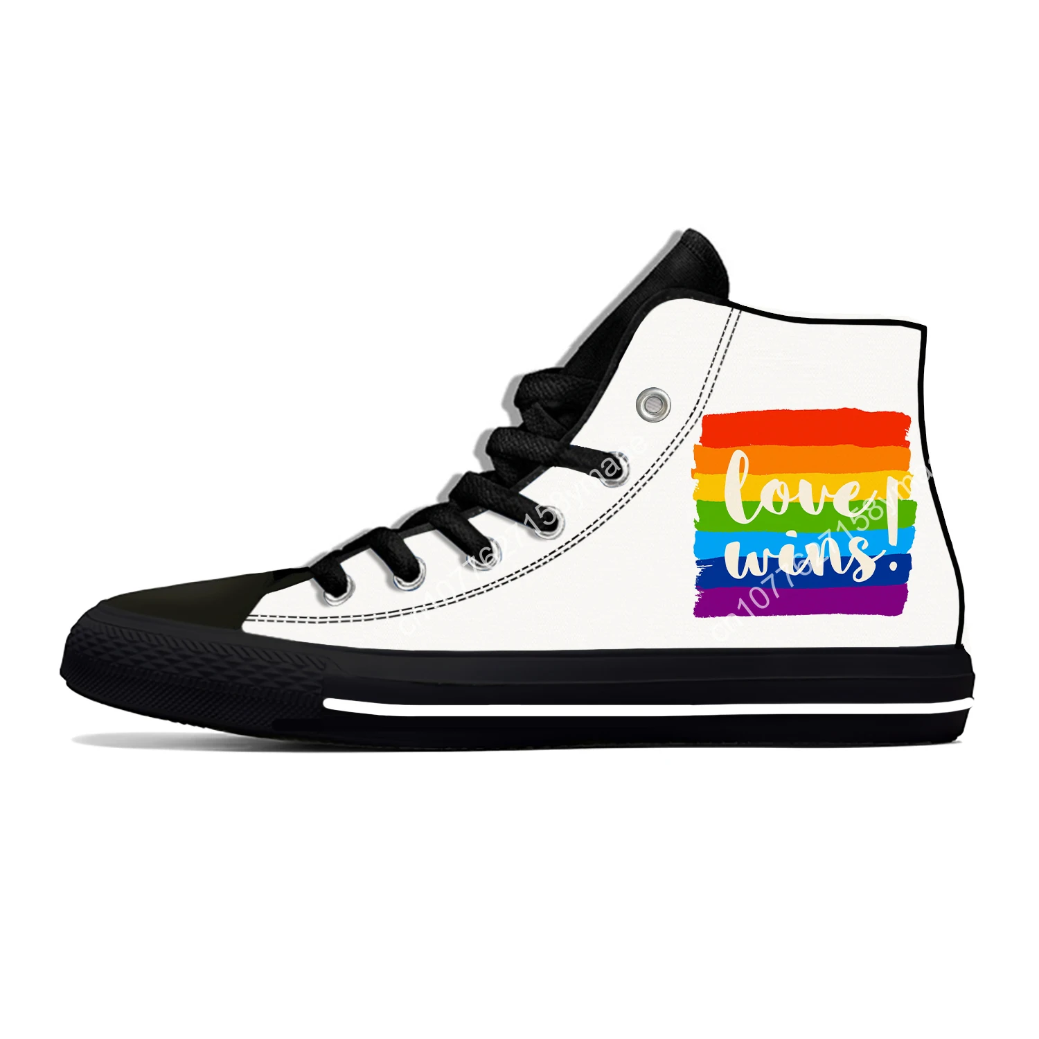 Hot Summer Classic Love Wins Rainbow Vintage Novelty Design Lightweight High Top Canvas Shoes Men Women Casual Board Shoes