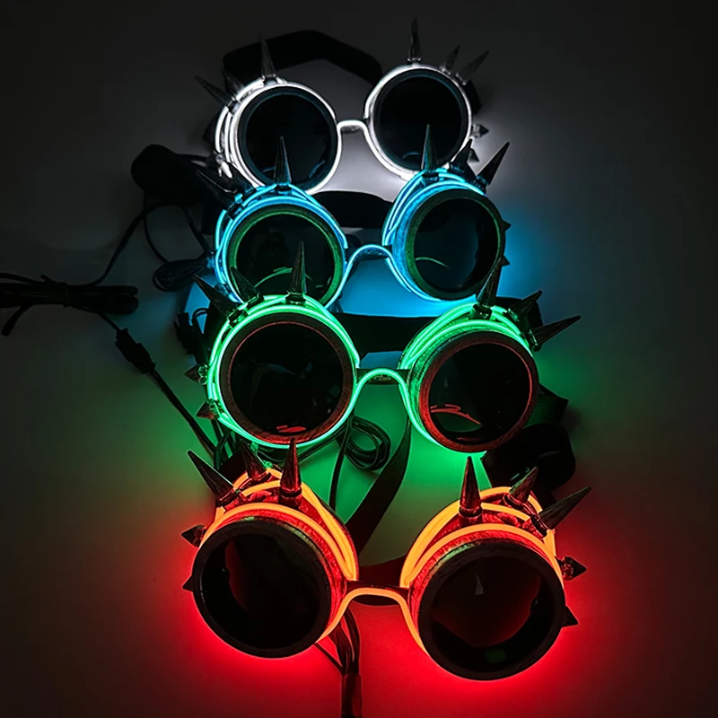 LED Neon leuchtende Brille leuchten Rave Kostüm Party Dekor DJ Club Brillen Leistung Requisiten ändern Farbe Ball Brillen – Detail 23