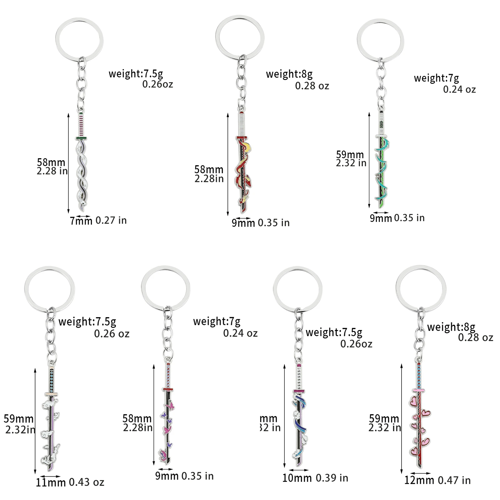 Anime Demon Slayer Katana Keychain Tanjiro Inosuke Agatsuma Zenitsu Sword Key Ring Manga Fans Souvenir Collect Men Women Gift