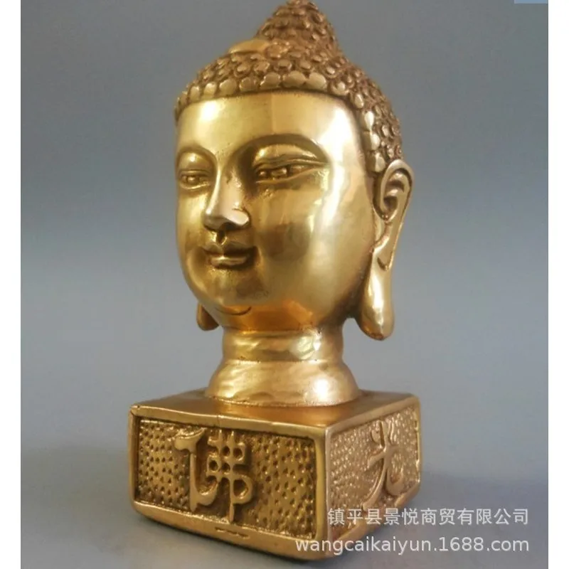 Copper Monk Head Seal, Brass Guanyin Copper Head Seal, Monk Head Seal, Home Living Room Decoration, Craft
