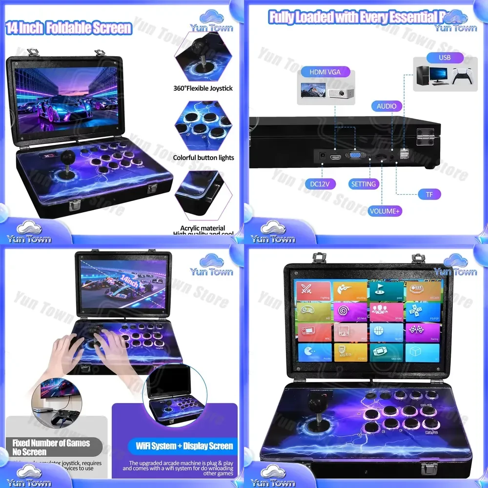 WIFI SYSTEM 14 INCH Arcade Game Machine for Multiple Players Retro Controller Coin Operated Racing Sports Game Cabinet for US