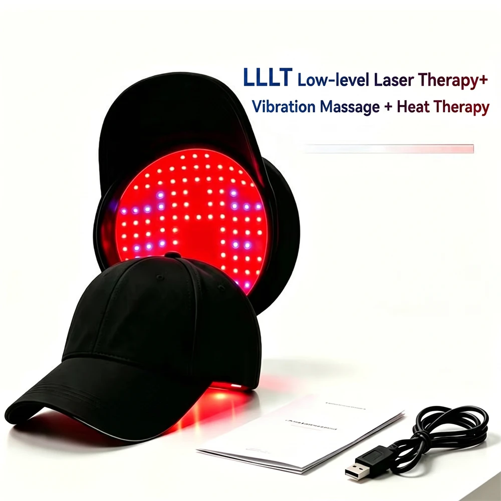 70 LEDs Red Blue Light Hair Growth Cap 630nm 470nm Scalp Massage Helmet Vibration Heating Anti Hair Loss Hat Rechargeable - view 5