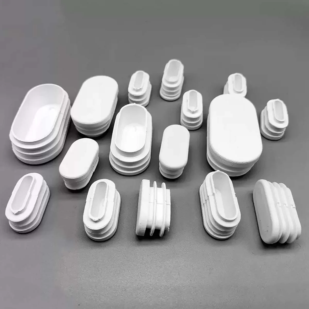 10/20/30Pcs PP Plastic Oval Pipe Plugs 15x30 16x34 20x40 25x50 30x60 20x50mm White/Grey Hole End Caps Chair Non-Slip Foot Pads